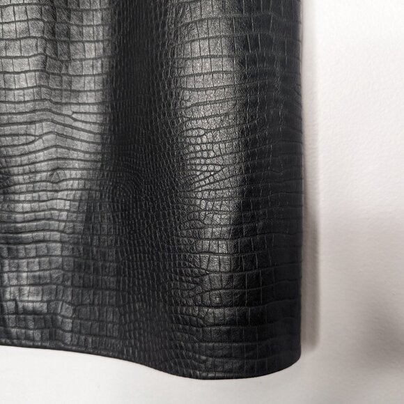 Liz Claiborne Vintage Black Soft Embossed Leather Mini Pencil Skirt Back Zip - Picture 5 of 9